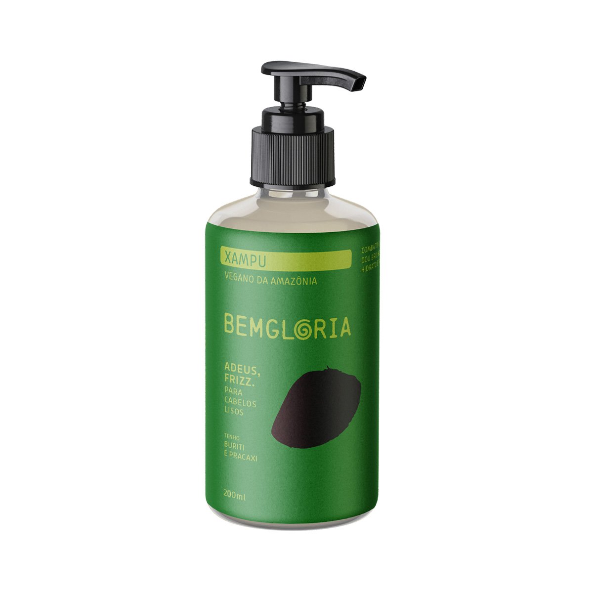 Shampoo para cabelos Lisos e com Frizz. Vegano da Amazônia - Bemgloria 250ml