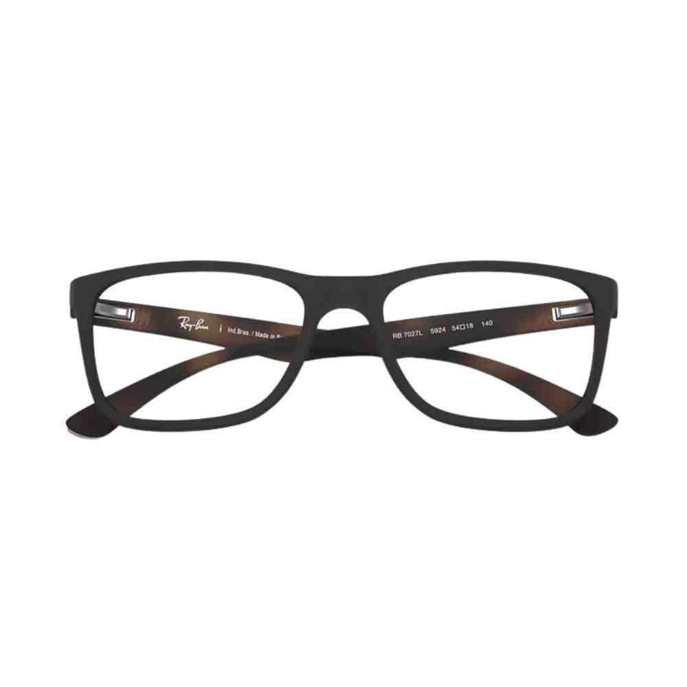 Óculos de Grau Ray-Ban Retangular Preto 0RX7027L 5924 56 Preto 5