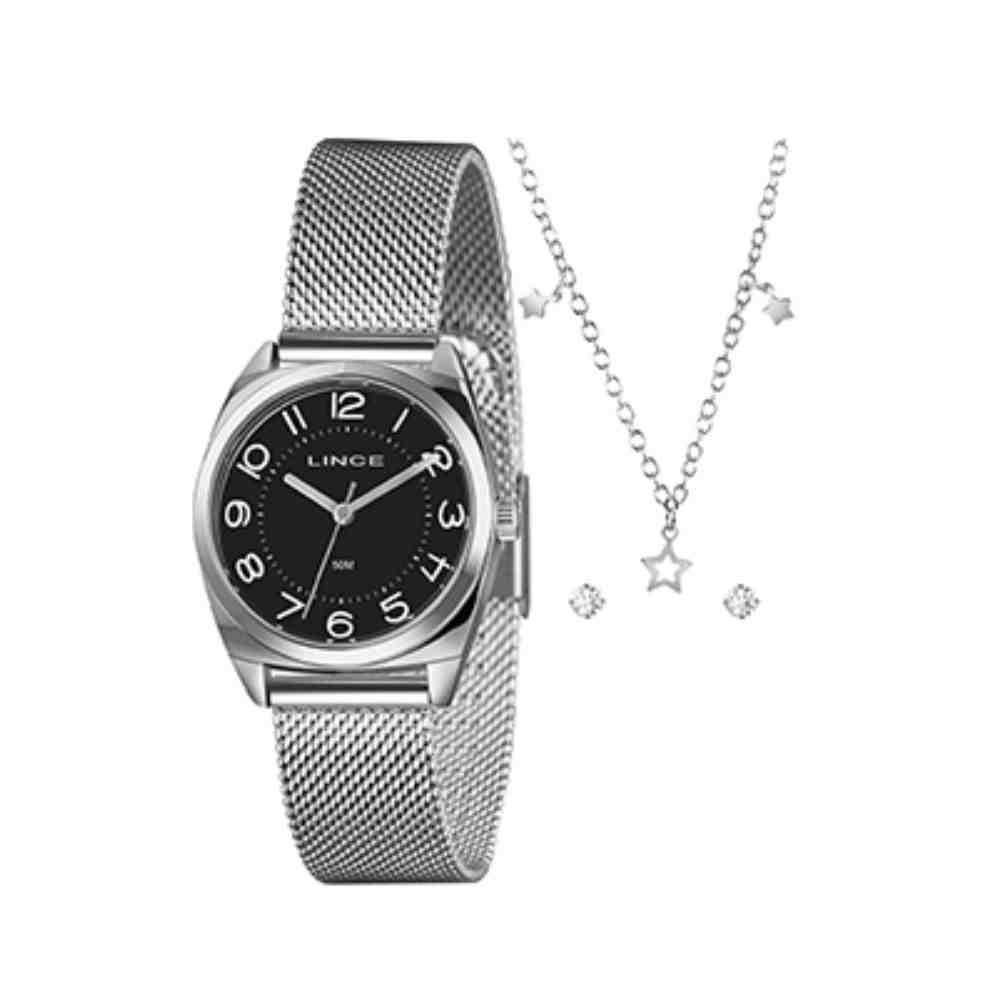 Relógio + Colar e Brincos  Orient Kit Feminino Prata LRMH224L30 K0DUP2SX