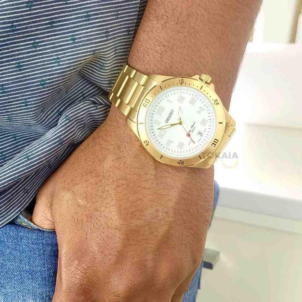 Relógio Dourado Masculino Orient Clássico MGSS1105A Dourado 5