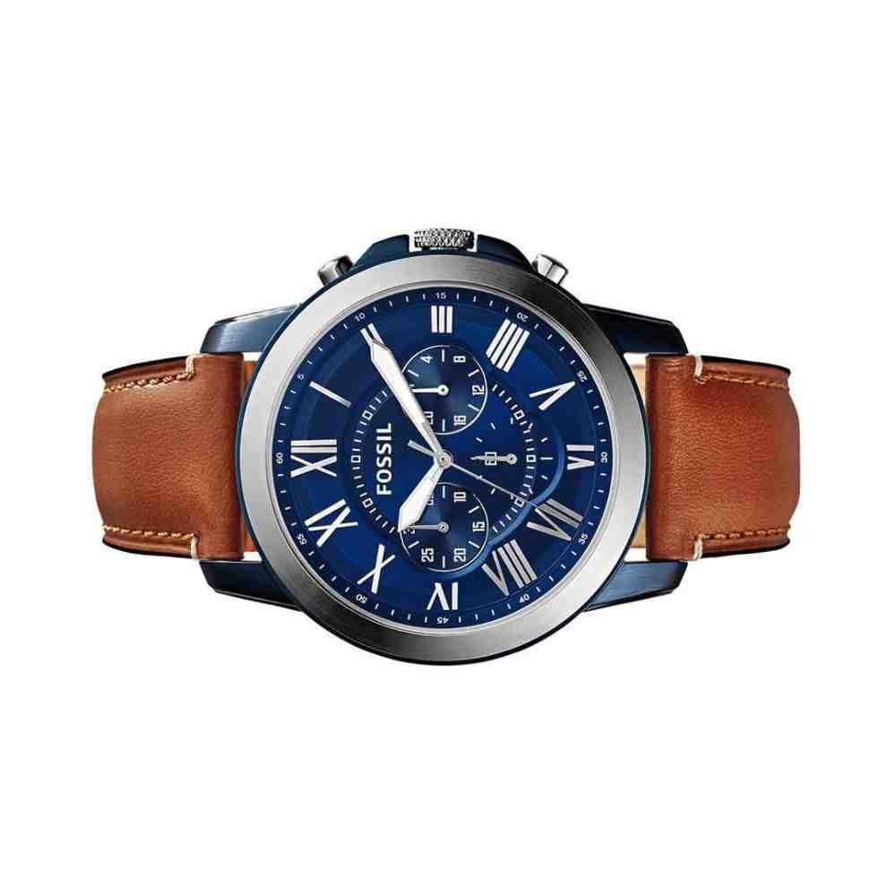 Relógio Fossil Grant Azul/Marrom Masculino FS5151/0AN Prata 3