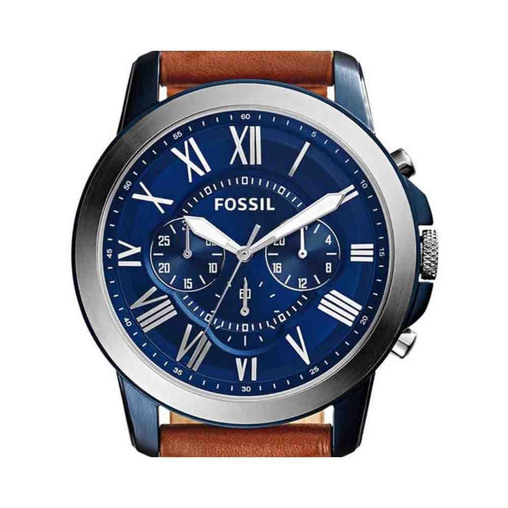 Relógio Fossil Grant Azul/Marrom Masculino FS5151/0AN Prata 5