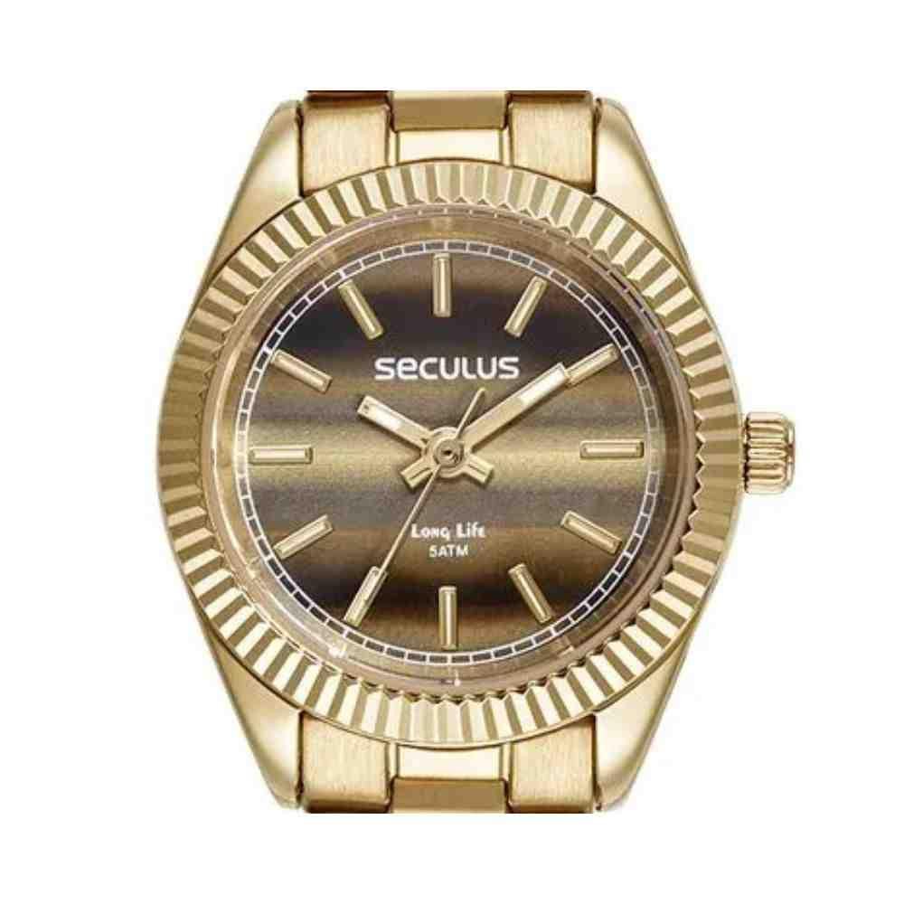 Relógio Seculus Catraca Serrilhada Dourado Feminino 7245LPSV Dourado 5