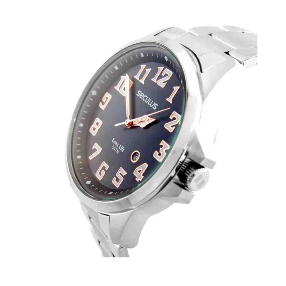 Relógio Seculus Long Life Prata Masculino 20929G0SVNA2 Prata 3
