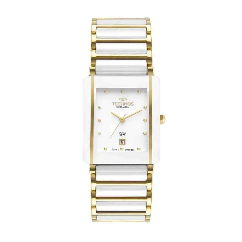 Relógio Technos Ceramic Saphire Branco/Dourado Feminino GN10 Dourado 3