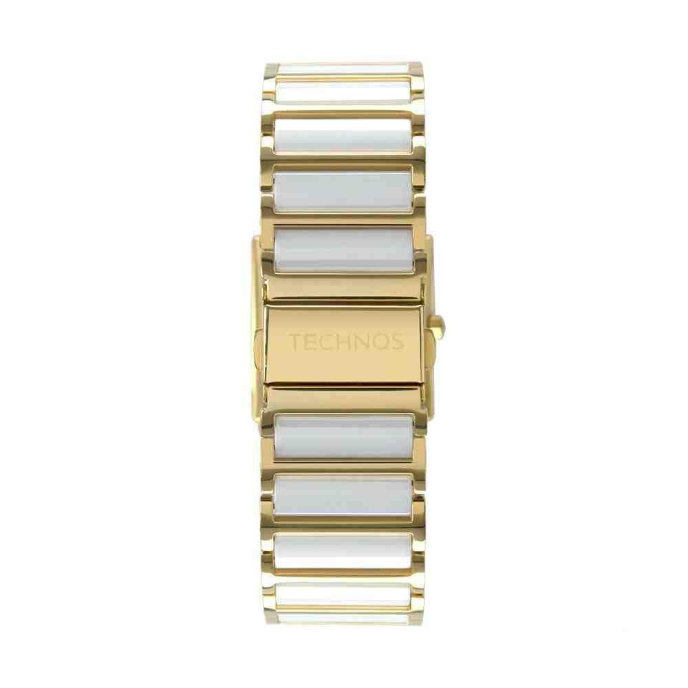 Relógio Technos Saphire Branco Dourado Feminino GN10AX/4B Dourado 3