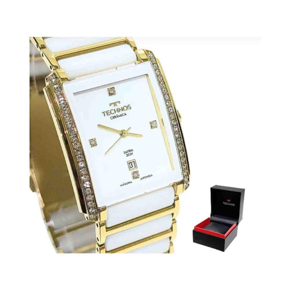 Relógio Technos Saphire Branco Dourado Feminino GN10AX/4B Dourado 5