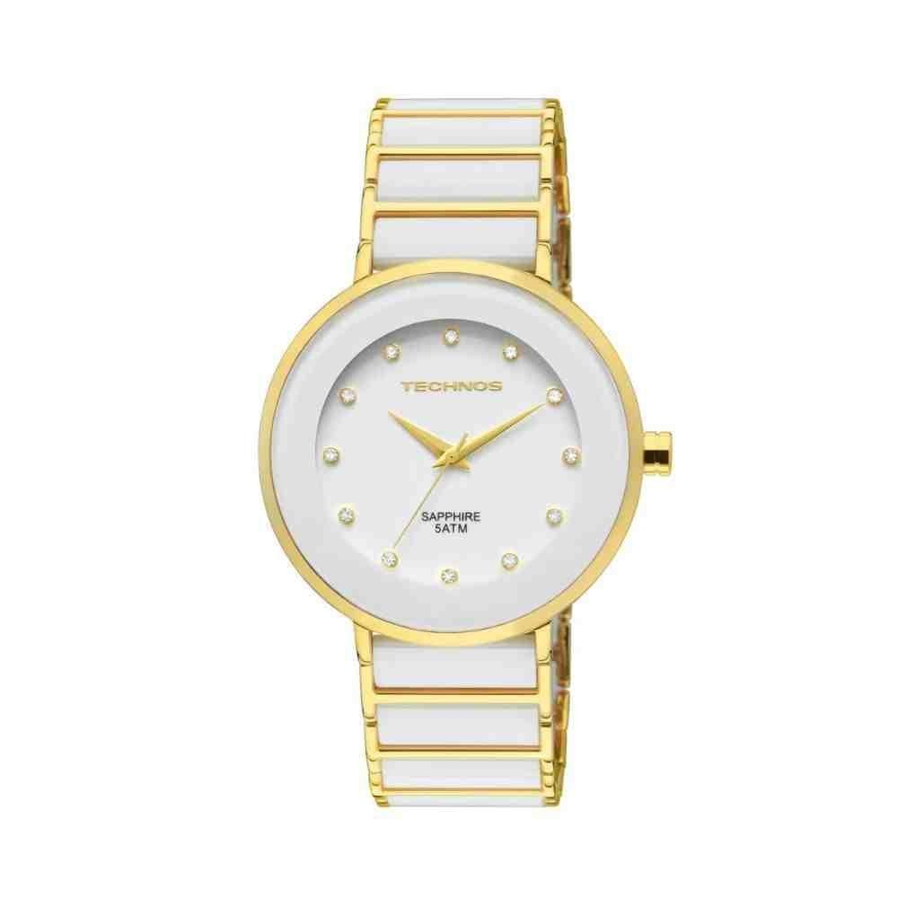 Relógio Technos Saphire Branco/Dourado Feminino 2035LMM/4B