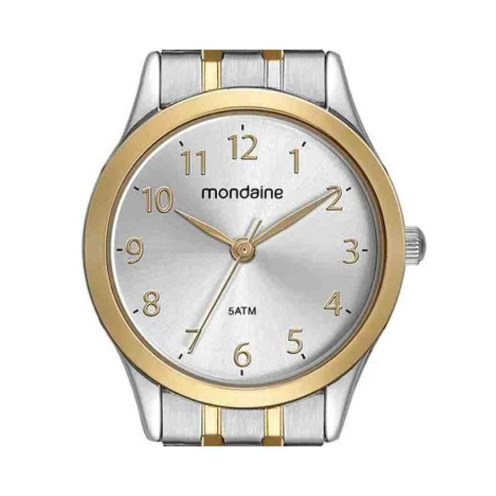 Kit Relógio+Colar+Brinco Mondaine Clássico Prata/Dourado 326 Dourado 5