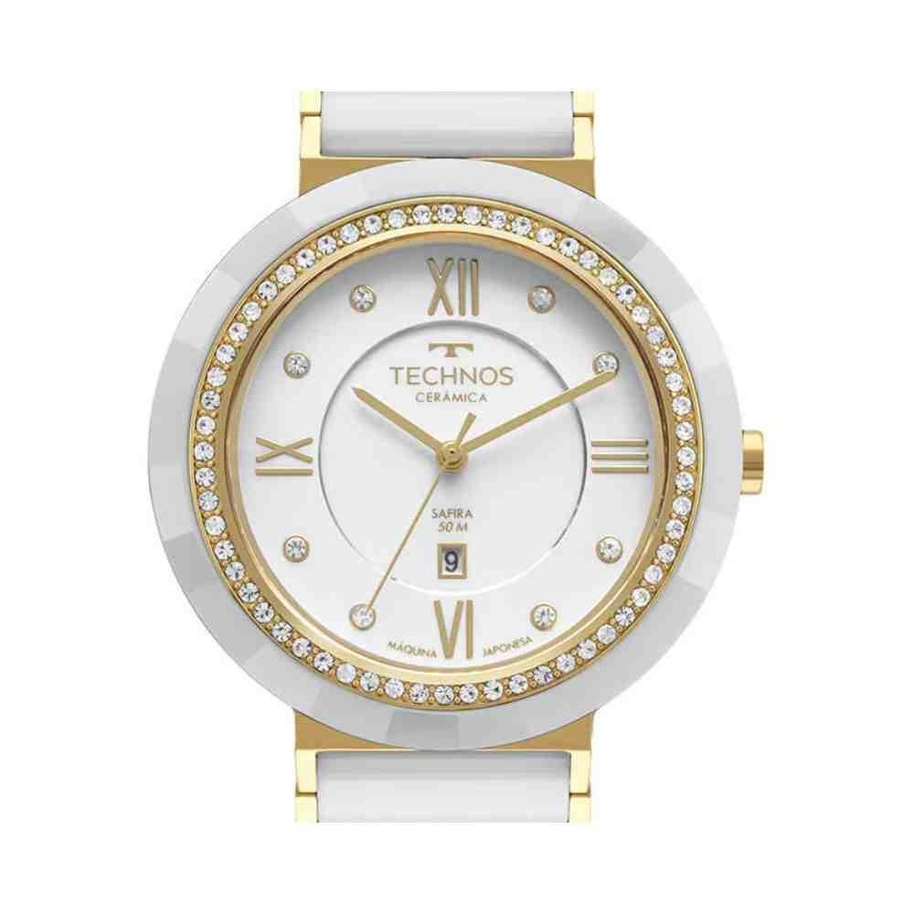 Relógio Technos Saphire Branco/Dourado 2015CEK/2B Dourado 5