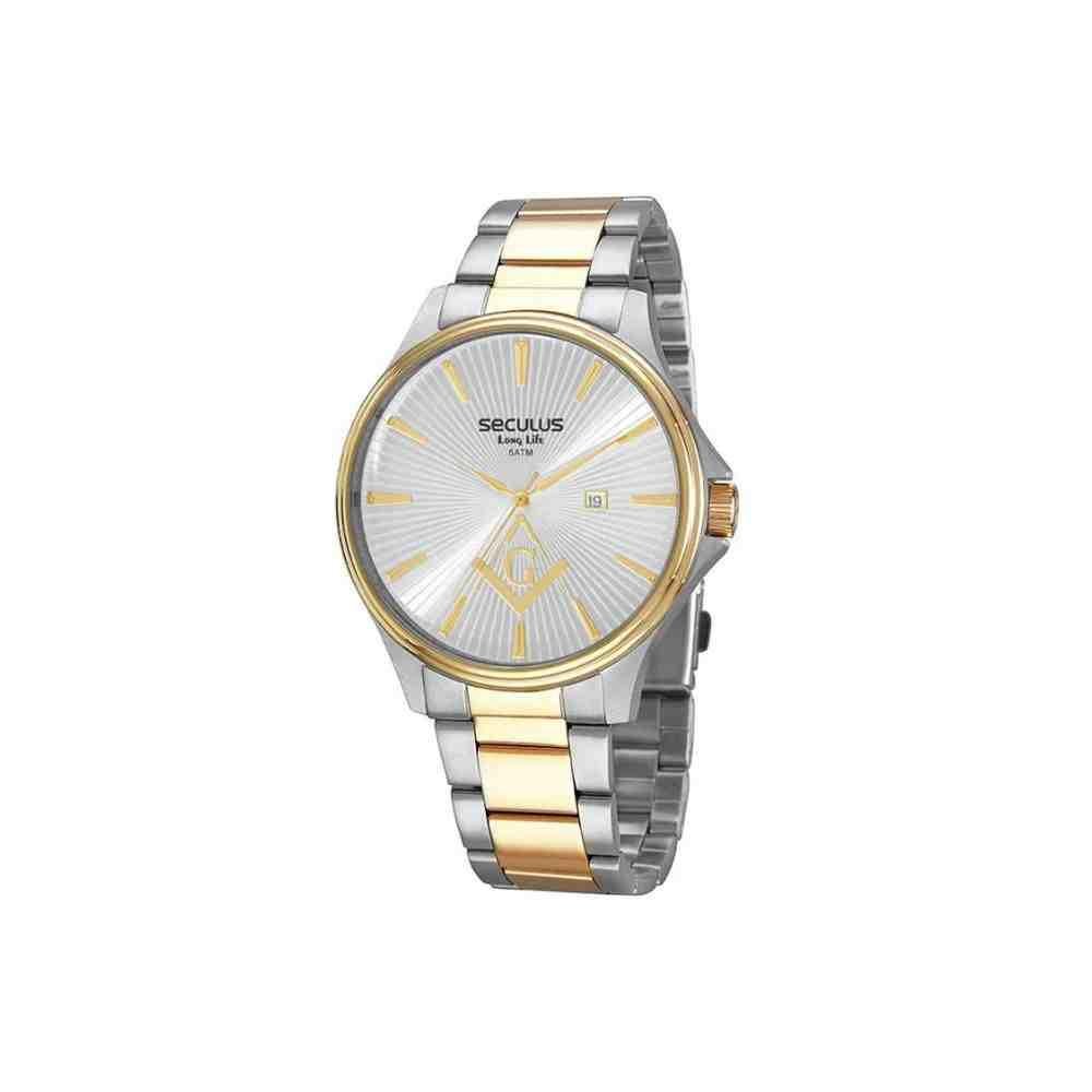 Relógio Seculus Prata e Dourado Masculino 44016GPSVBA2