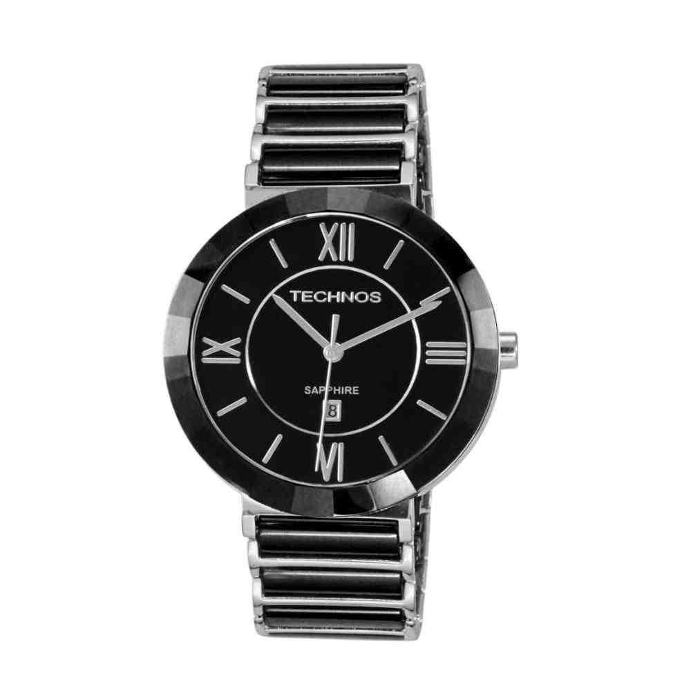 Relógio Technos CeramicSaphire PretoPrata Feminino 2015BX/1P