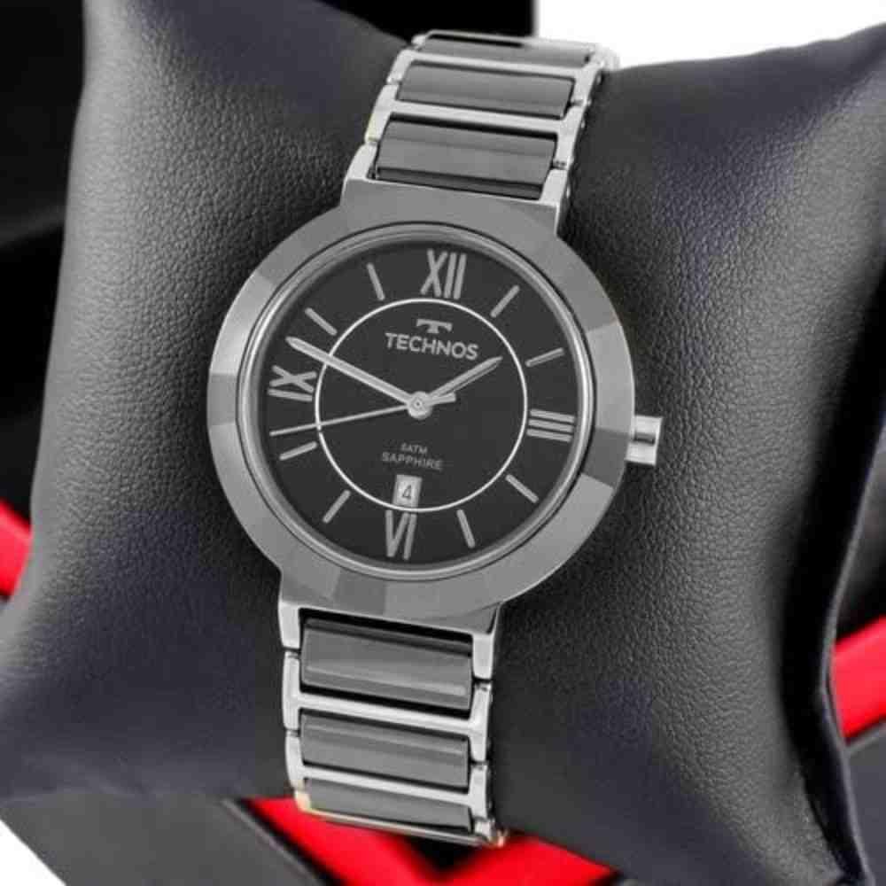 Relógio Technos CeramicSaphire PretoPrata Feminino 2015BX/1P Preto 4