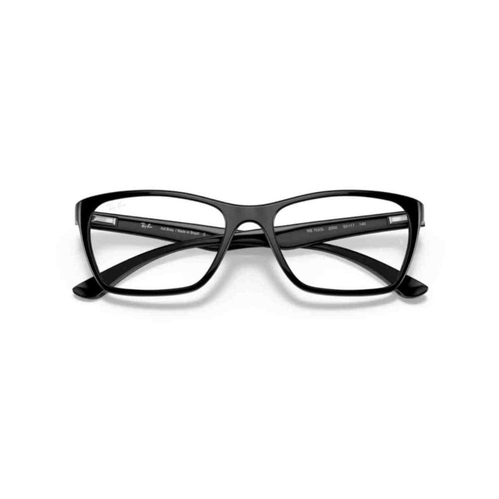 Armação de Grau Ray Ban Retangular Preto 0RX7033L 2000 54 Preto 6