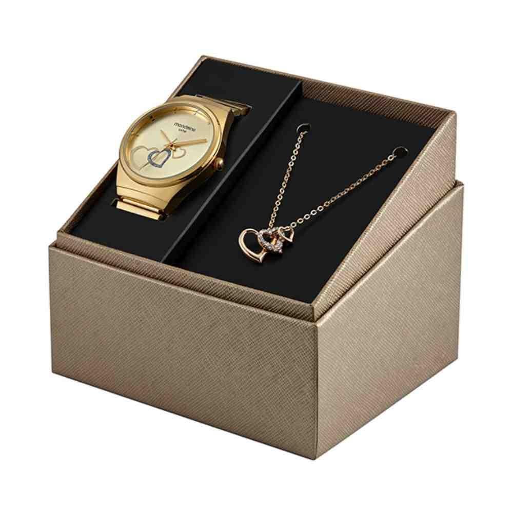 Kit Relógio Dourado Mondaine 32398LPMKDE1K1