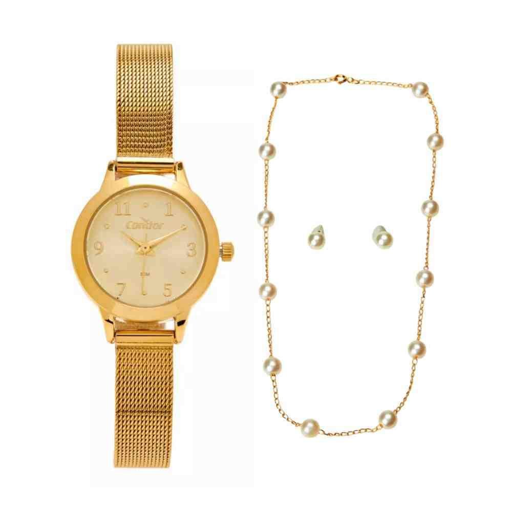 Kit Relógio+Semijoias Condor Dourado Feminino CO2035NHS/K4X Dourado 2