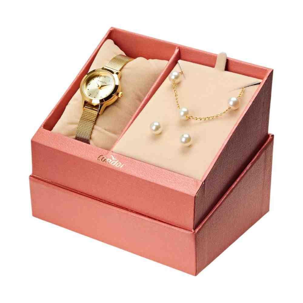 Kit Relógio+Semijoias Condor Dourado Feminino CO2035NHS/K4X Dourado 5