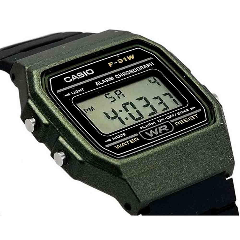 Relógio Casio Preto Verde Feminino F-91WM-3ADF Verde 2