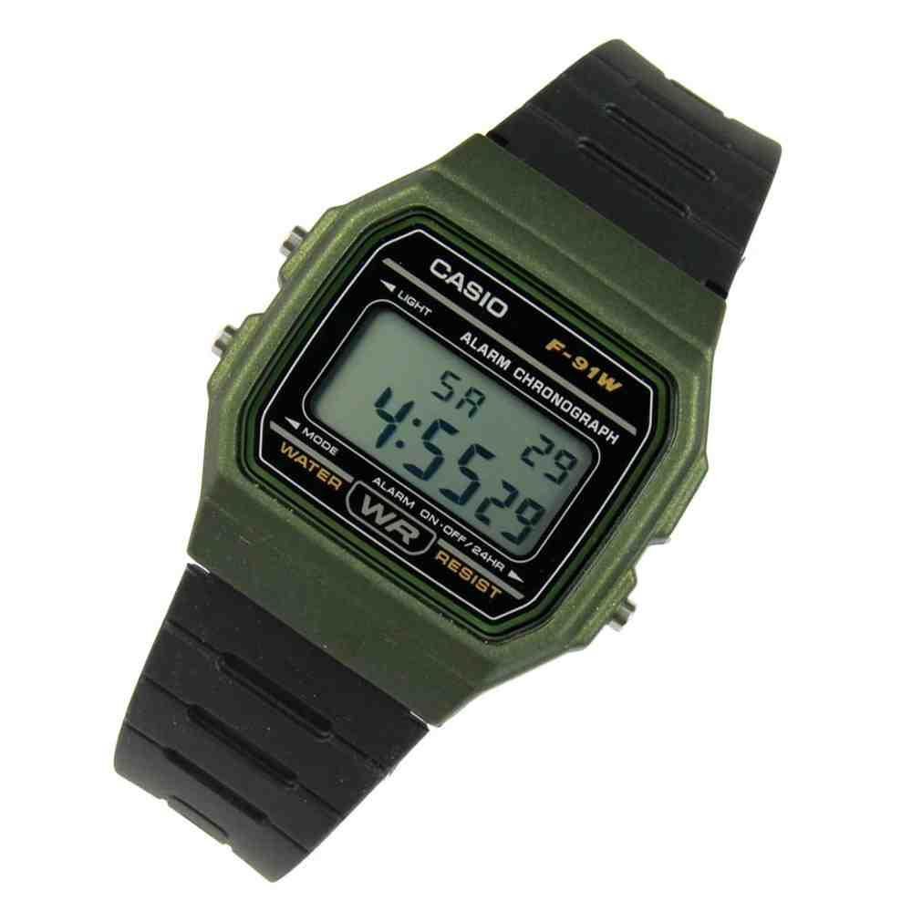 Relógio Casio Preto Verde Feminino F-91WM-3ADF Verde 3