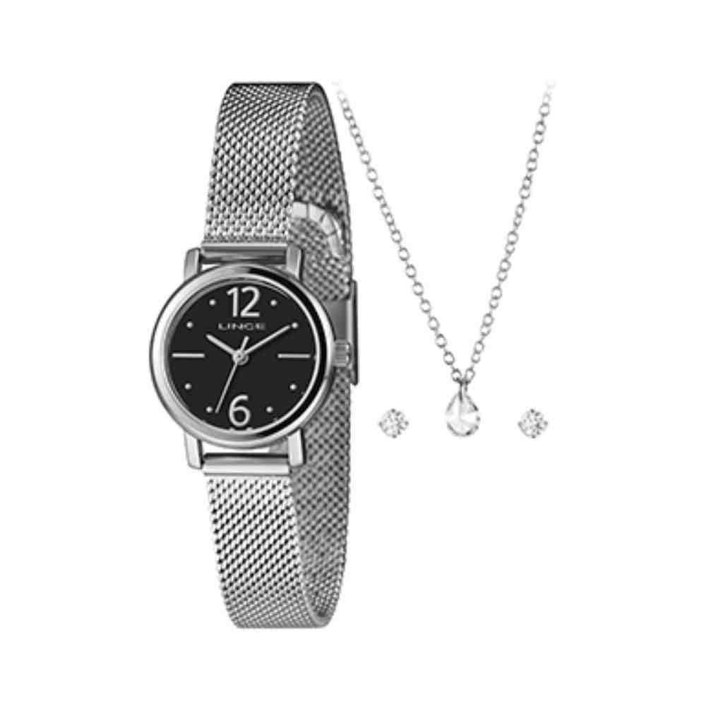 Relógio + Colar e Brincos Orient Kit Feminino Prata LRMH235L25 K0CJP2SX