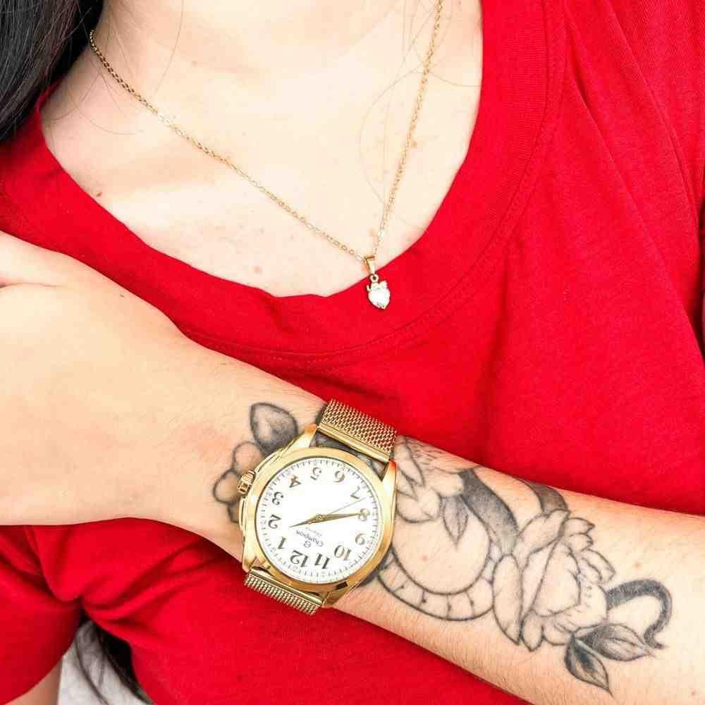 Kit Relógio Champion Elegance Dourado Feminino CN27572E Dourado 3
