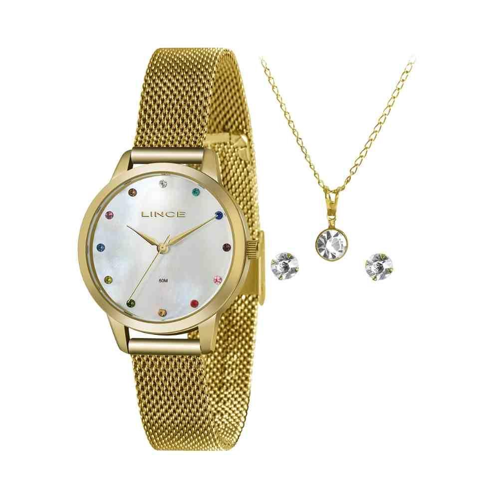 Kit Relógio Lince Funny Dourado LRG4702L