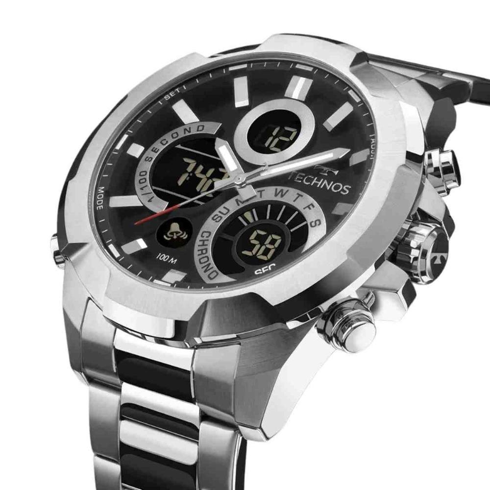 Relógio Technos Digitech Prata Masculino  W23721AAC/1P Preto 4