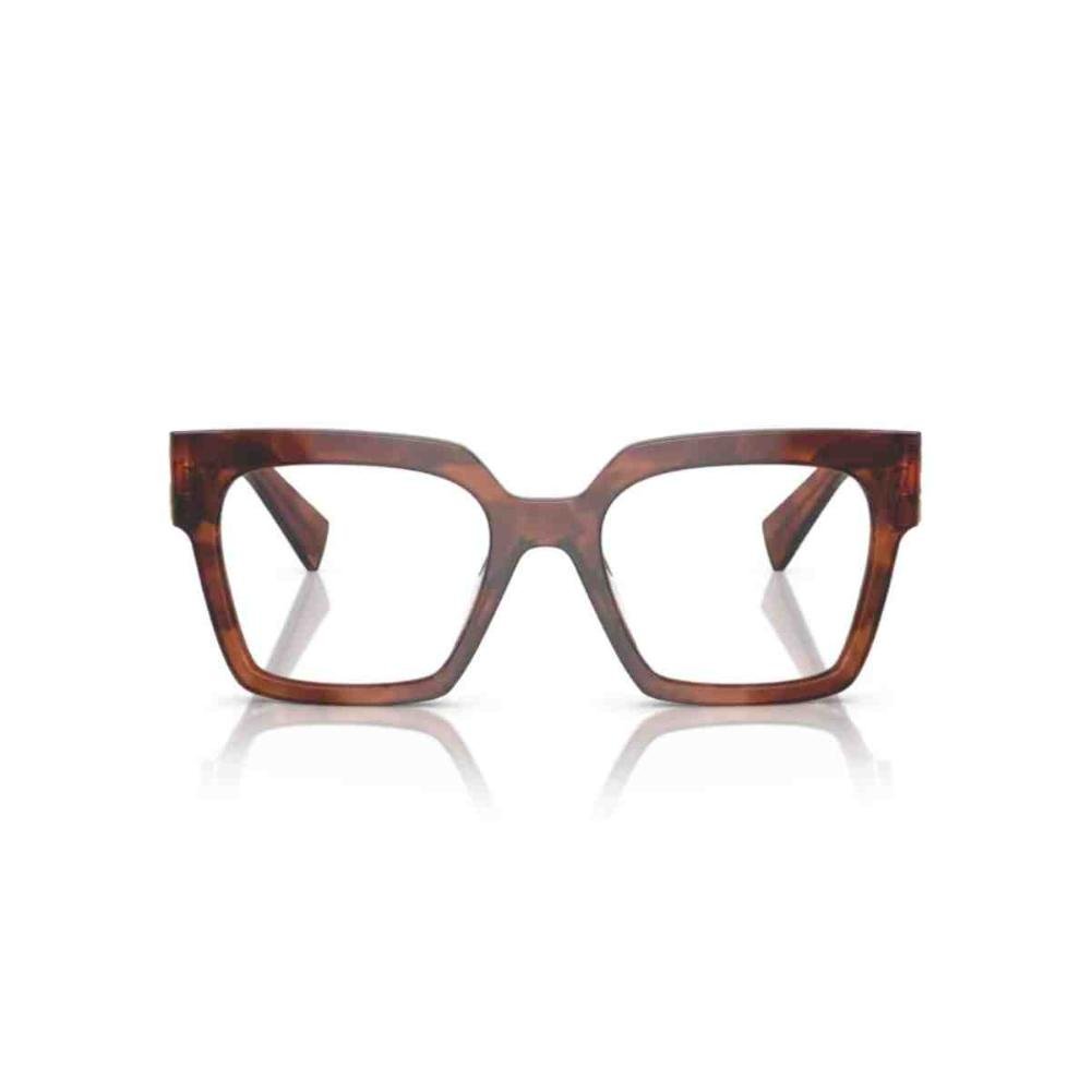 Armação de Grau Miu Miu Quadrado Listras Tabaco 0MU 04UV 11Q1O152