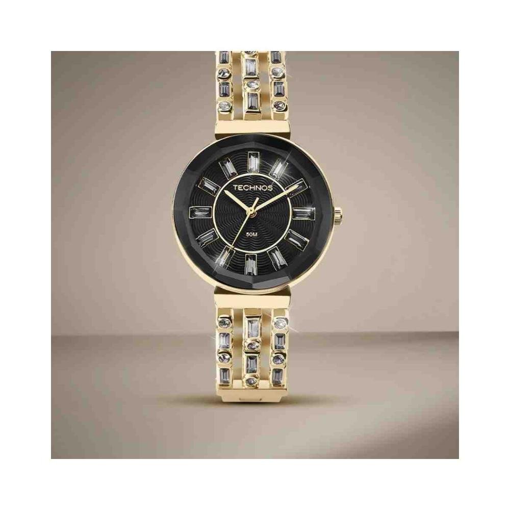 Relógio Technos Crystal Dourado/Preto Feminino 2033CX/1P Preto 4