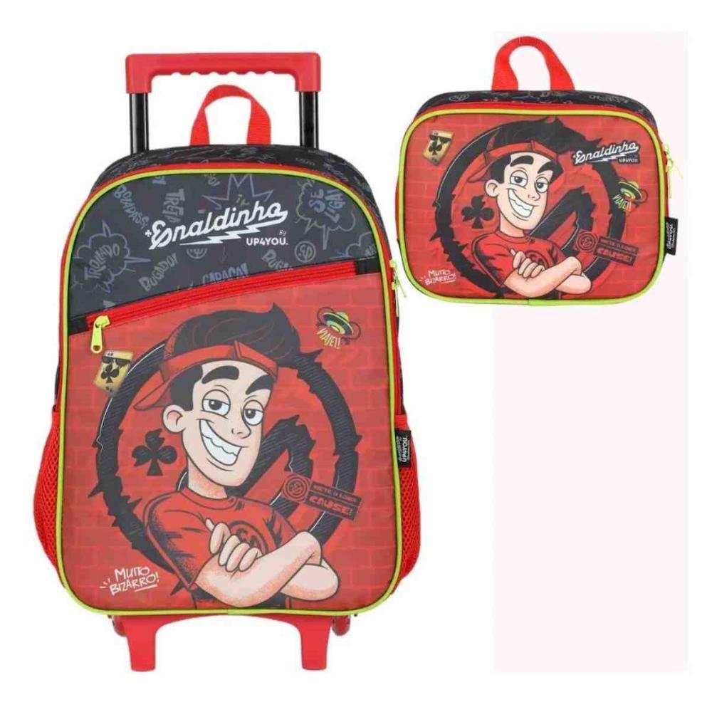 Mochila de Rodinhas UP4YOU Enaldinho Vai Com Tudo Vermelha IC42222UP0400