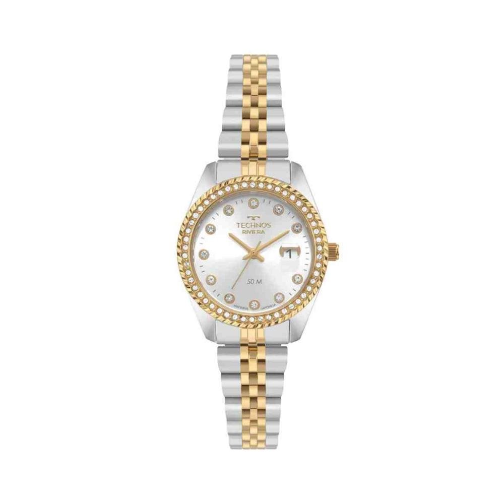 Relógio Technos Riviera Prata/Dourado Feminino 2015CEZ/1K