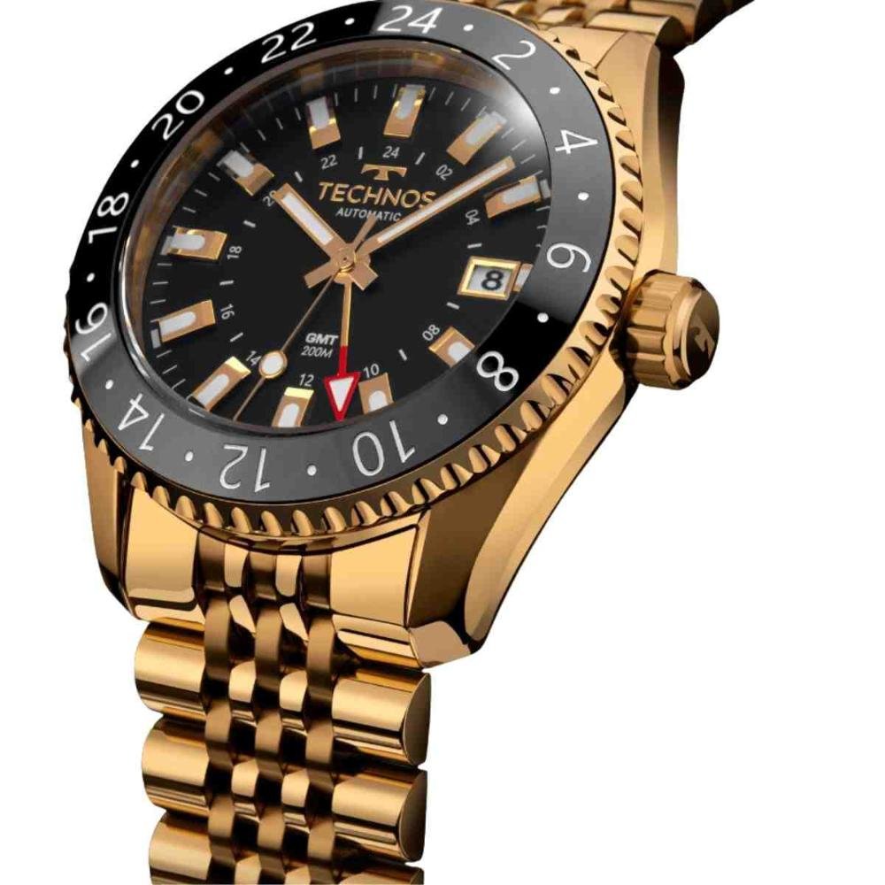 Relógio Technos Automático GMT Troca Pulseira Dourado Masculino NH34AB/T1P Dourado 4