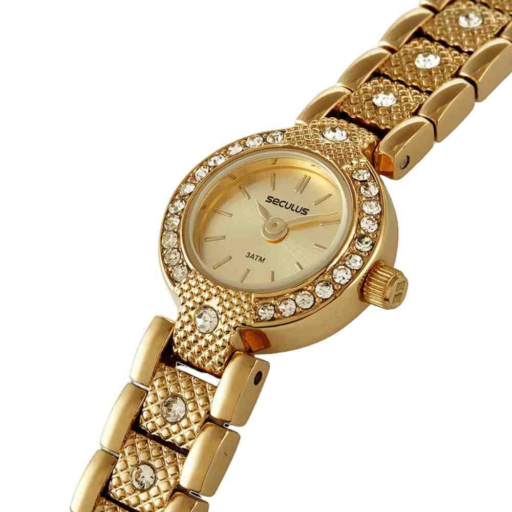 Relógio Seculus Cllássico Dourado Feminino 44067LPSVDB1 Dourado 2