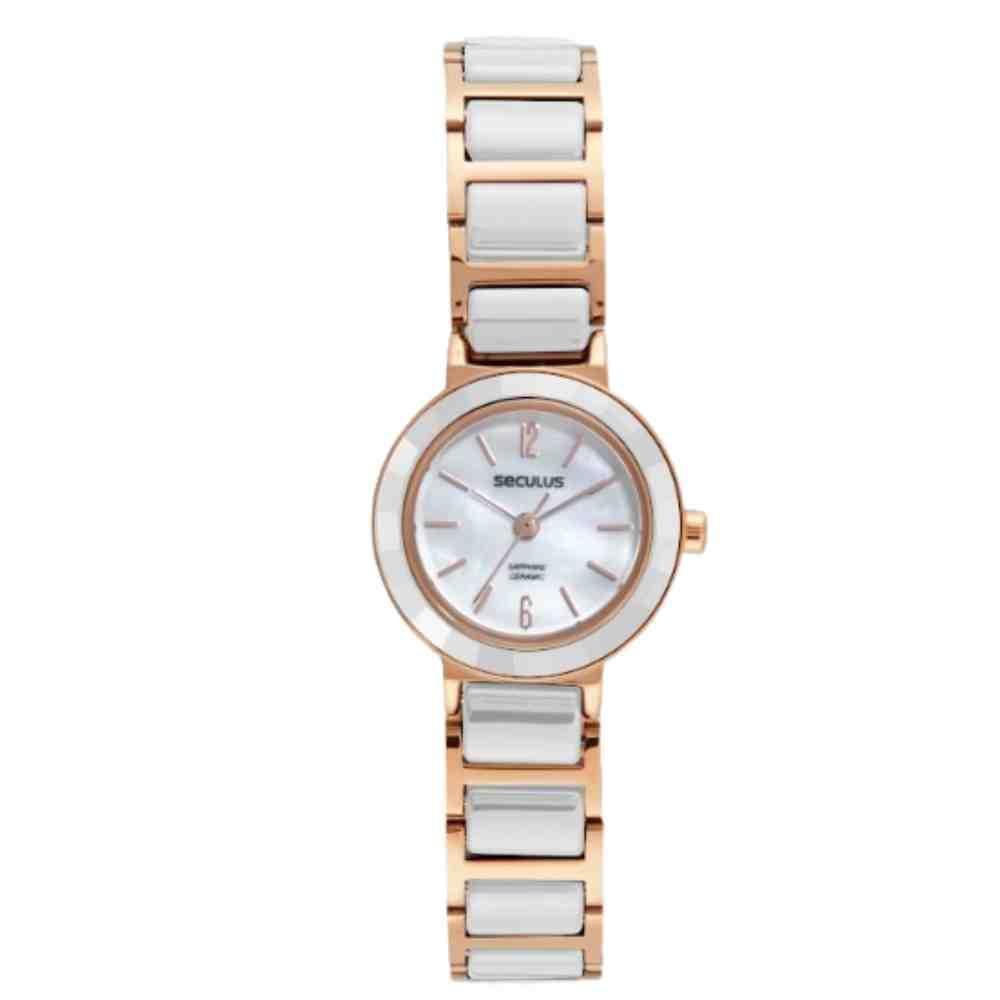 Relógio Seculus Branco e Rose Feminino 77238LPSVRQ2