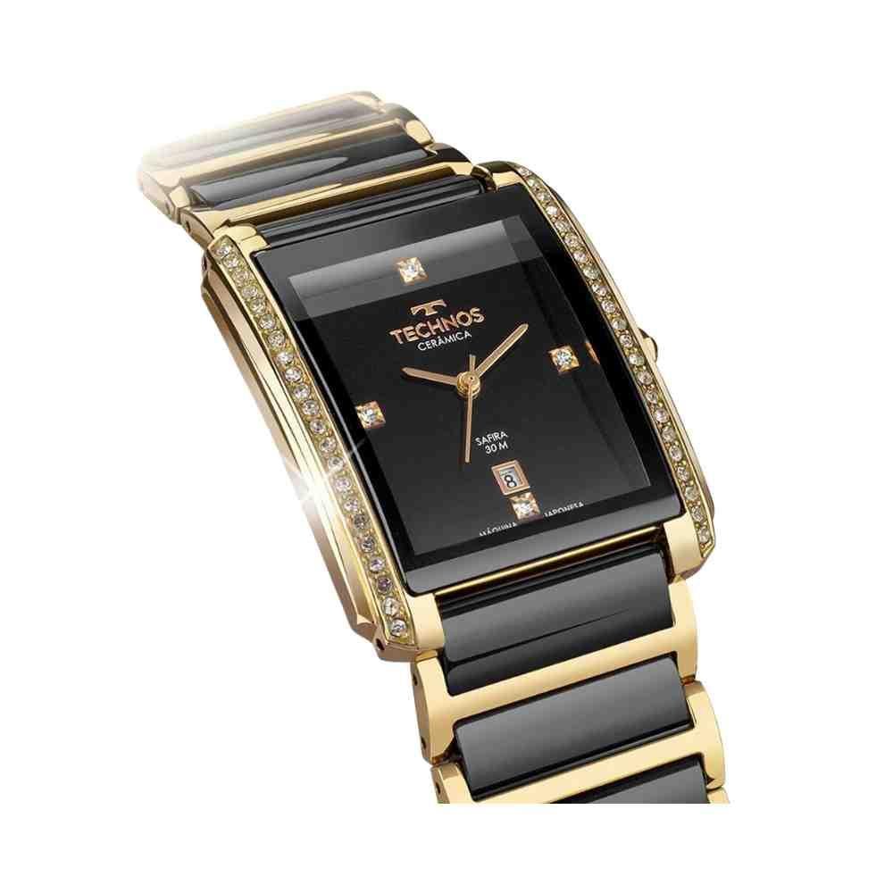 Relógio Technos Ceramic Bicolor Feminino GN10AY/9P Preto/Dourado 2