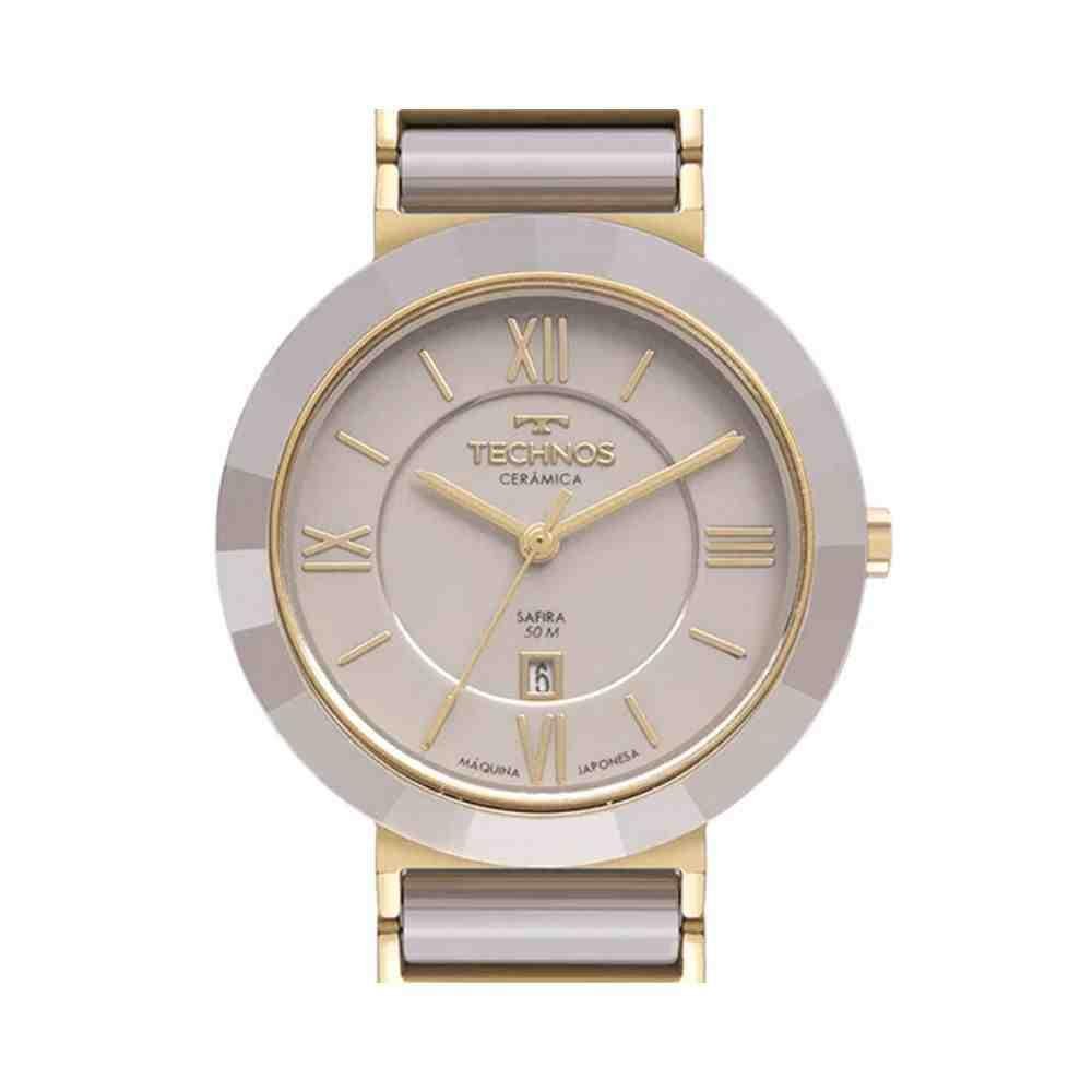 Relógio Technos Saphire Bege/Dourado Feminino 2015CE/1C Dourado 5