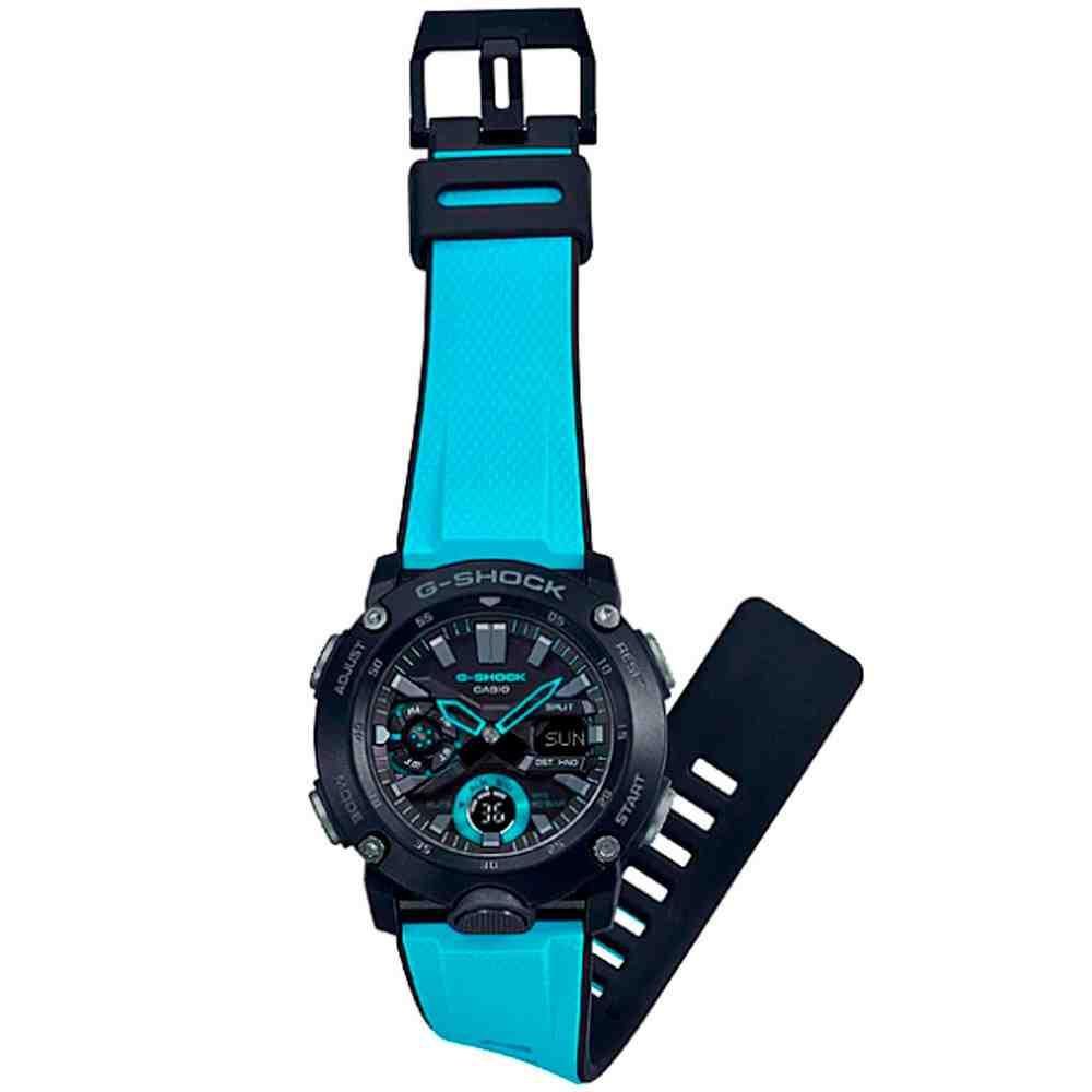 Relógio Casio G-shock Carbon Core Guard Preto Masculino GA-2000-1A2DR Azul Marinho 2