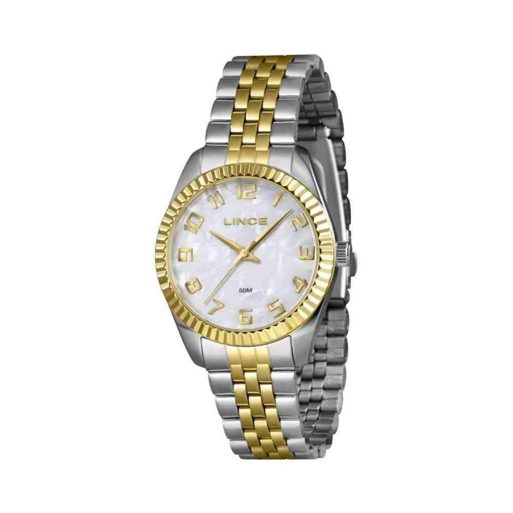 RELÓGIO LINCE DRESS PRATA E DOURADO FEMININO  LRTJ176L36 B2SK