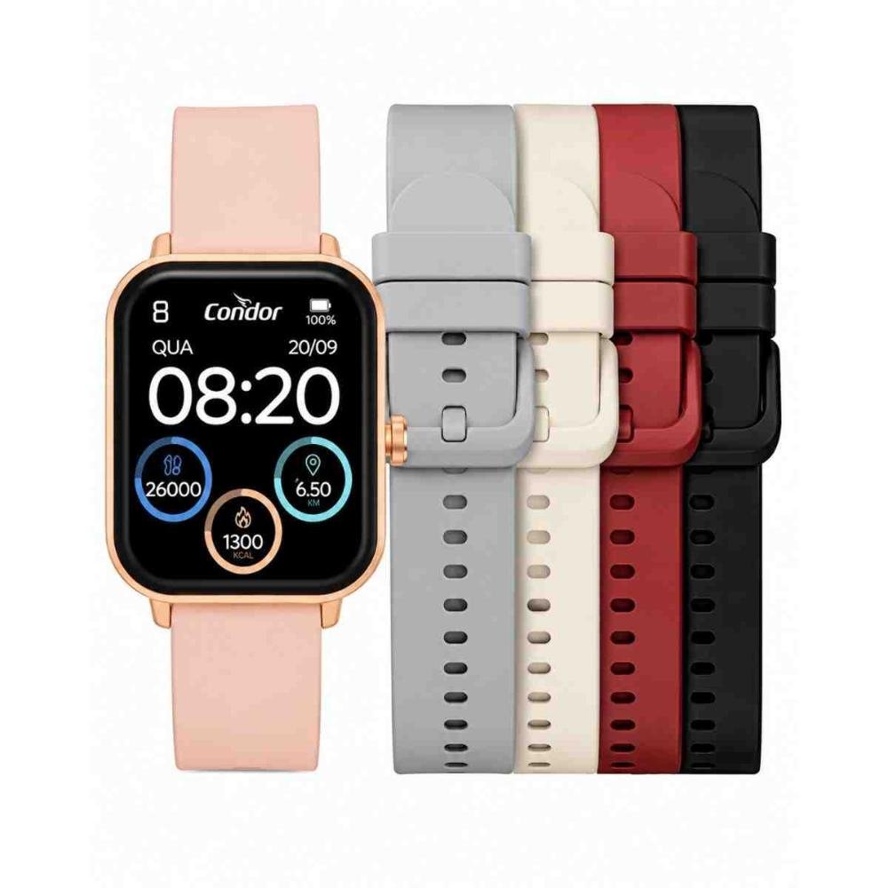 Kit Relógio Smartwatch + Pulseiras Extras Condor Rosa Unissex COSMART1AL/8J 