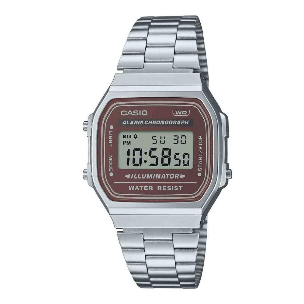 Relógio Casio Vintage Prateado/Bordô Unissex A168WA-5AYDF-SC