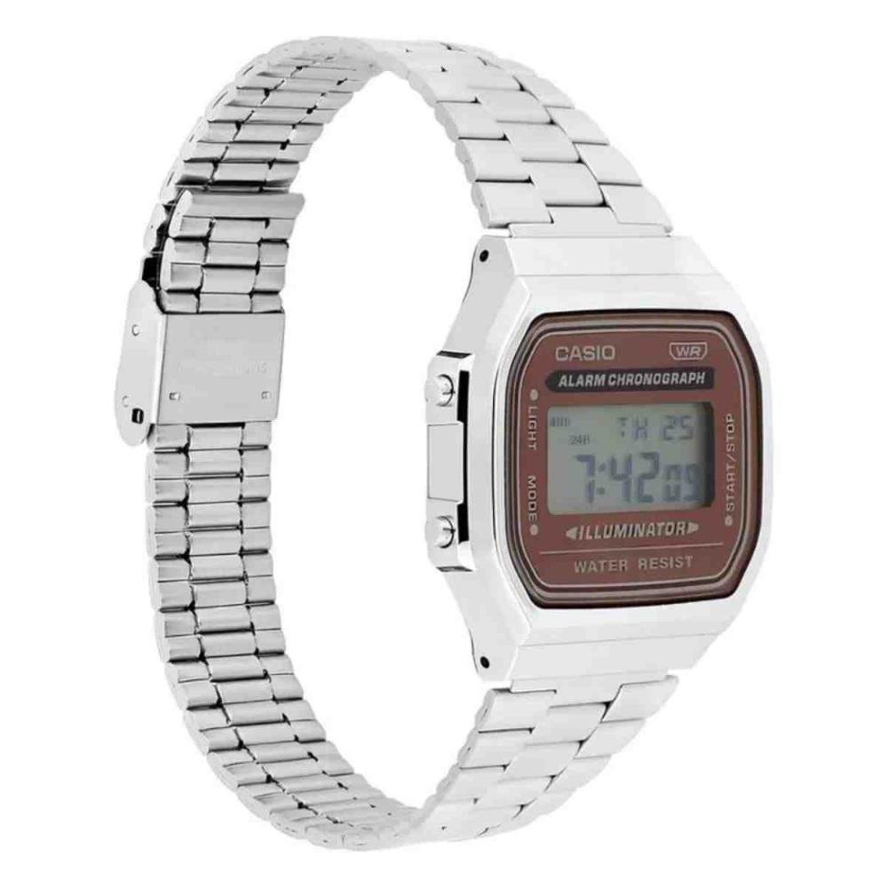 Relógio Casio Vintage Prateado/Bordô Unissex A168WA-5AYDF-SC Prata 2
