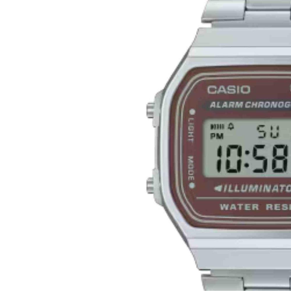 Relógio Casio Vintage Prateado/Bordô Unissex A168WA-5AYDF-SC Prata 5