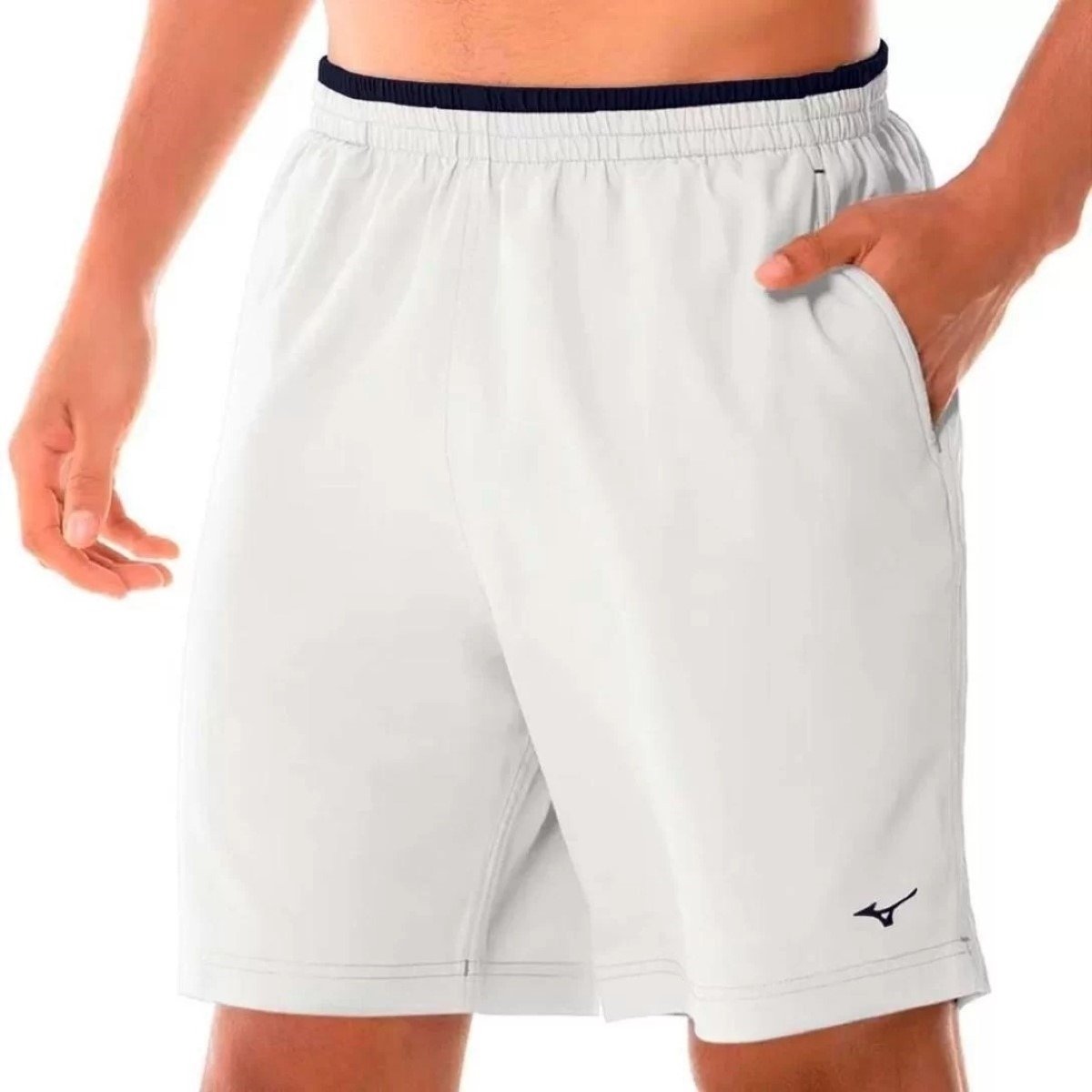 Bermuda Mizuno Tennis Master Esportiva Masculina Branco/Marinho 1