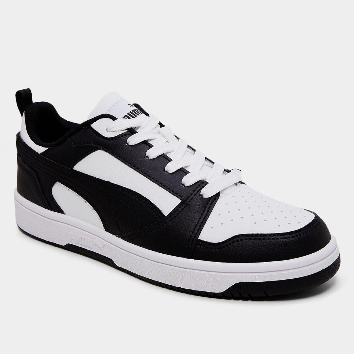 Tênis Puma Rebound V6 Low Masculino Branco/Preto 2
