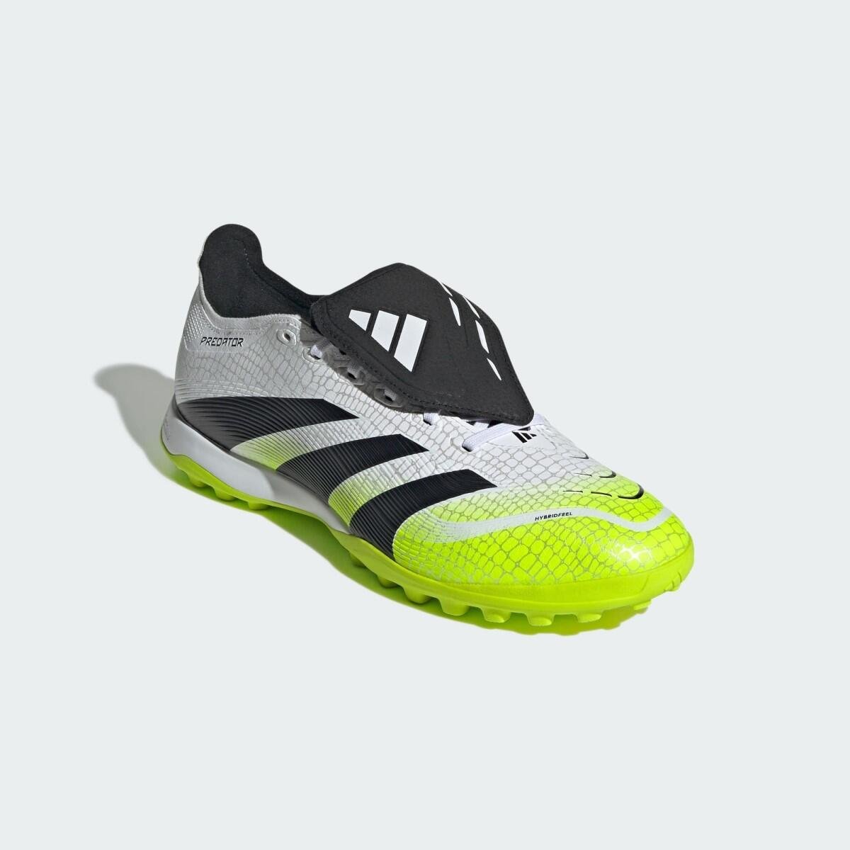 Chuteira Society Adidas Predator League Fold-Over TF Branco/Verde Limão 2