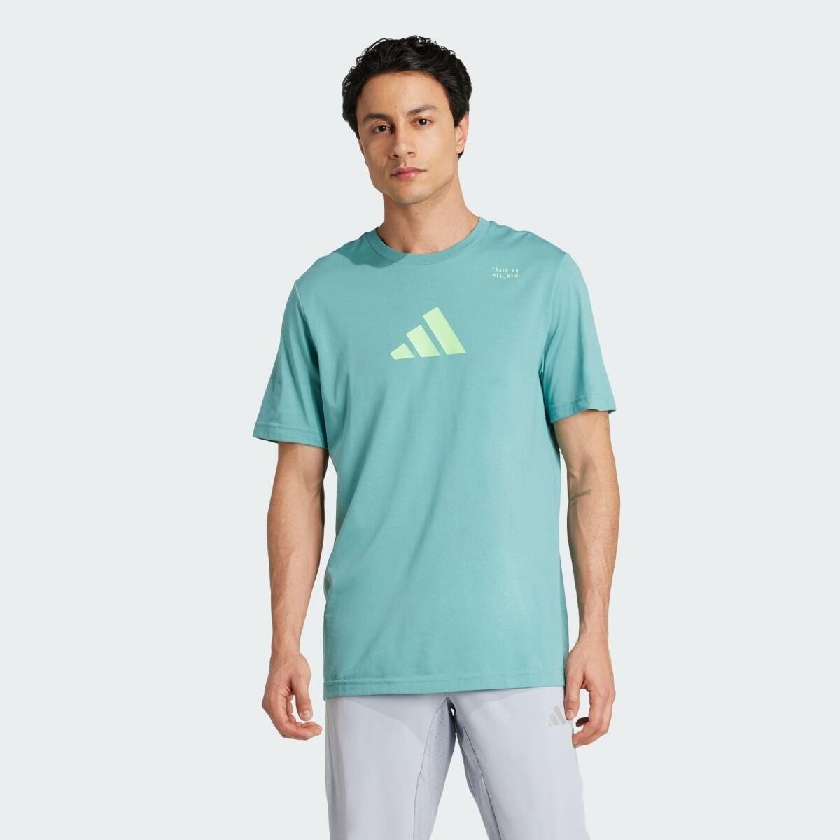 Camiseta Adidas All Gym Estampada Climacool Masculina Verde 2