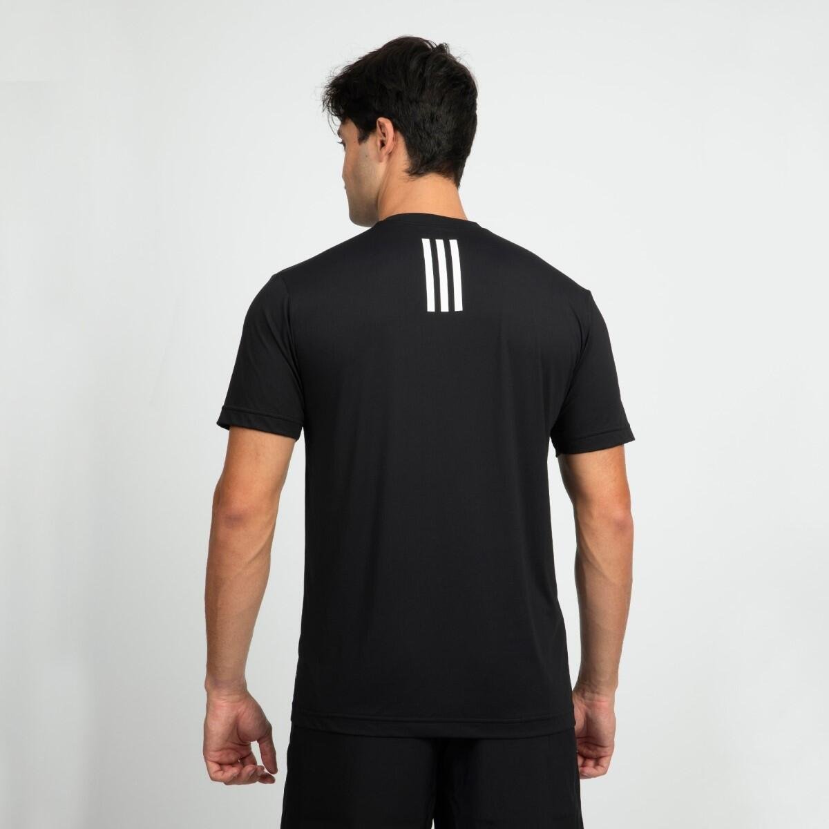 Camiseta Adidas Own The Run 3 Listras Poliamida Corrida Masculina Preto/Branco 2