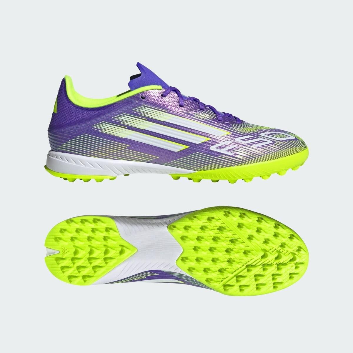 Chuteira Society Adidas F50 League TF Roxo/Verde Limão