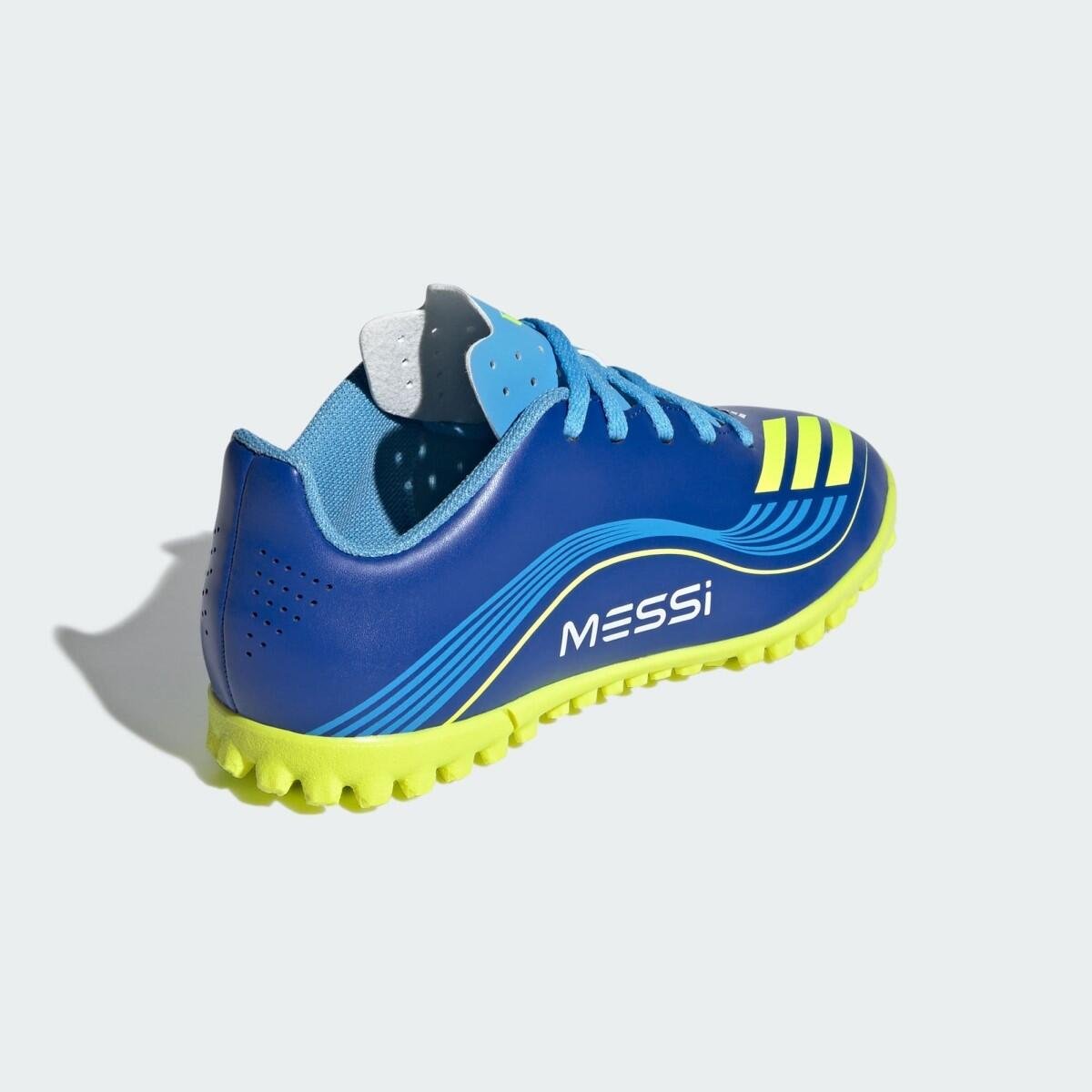 Chuteira Society Adidas F50 Messi Club TF Infantil Azul 5