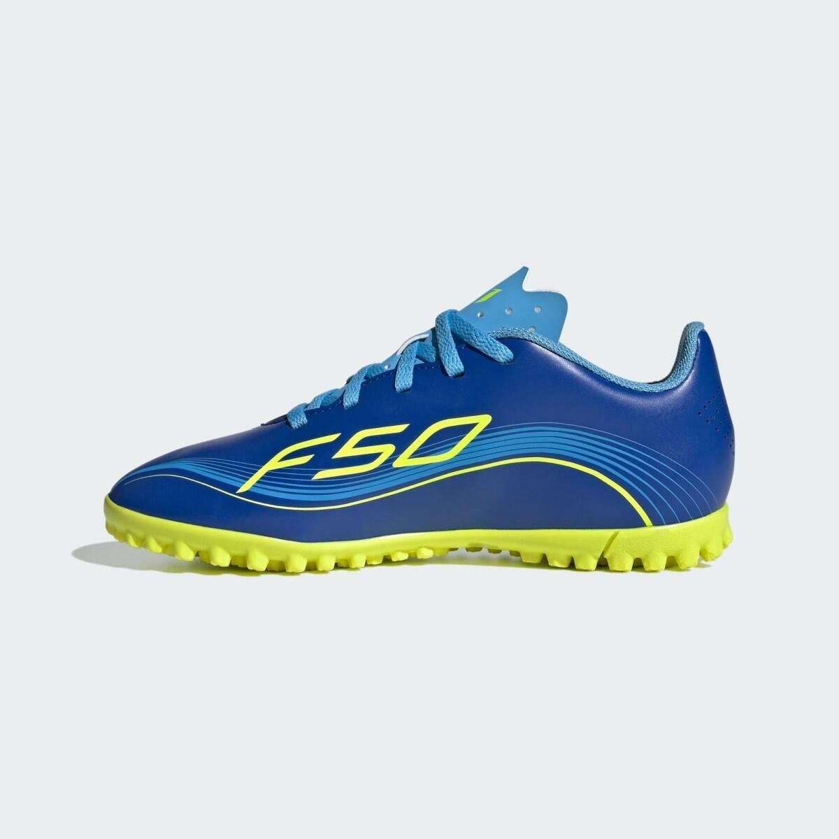 Chuteira Society Adidas F50 Messi Club TF Infantil Azul 6